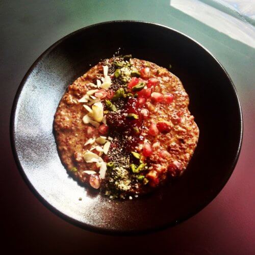 Red quinoa breakfast bowl