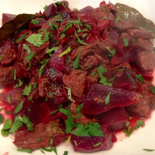 Beetroot and beef curry