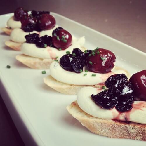 Goats cheese mousse crostini
