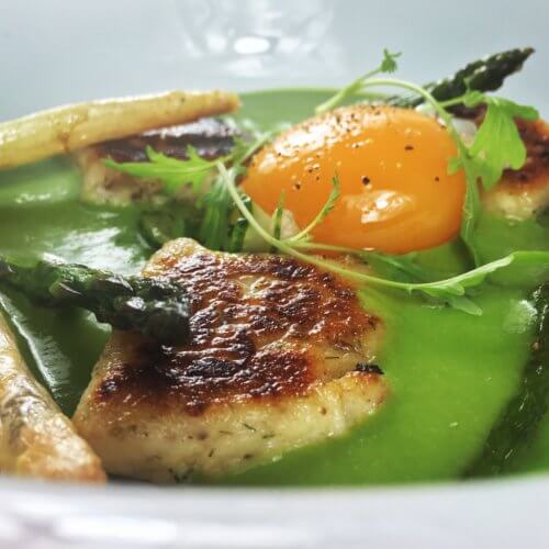 Spiced Gnudi with Asparagus