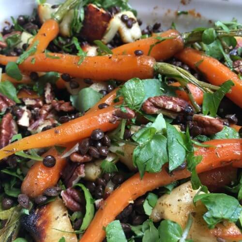 Roasted halloumi and carrot salad
