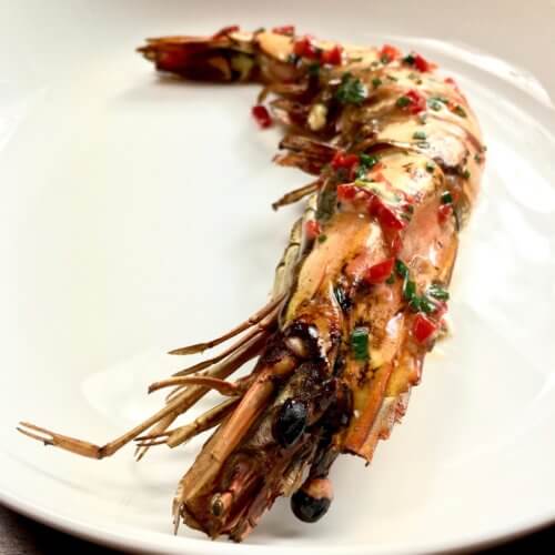 Whole barbecued prawn