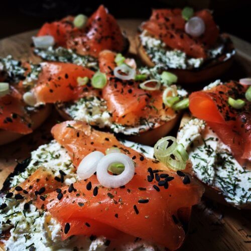 Smoked salmon canapés