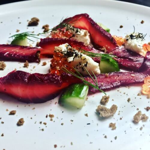 Beetroot salmon gravadlax