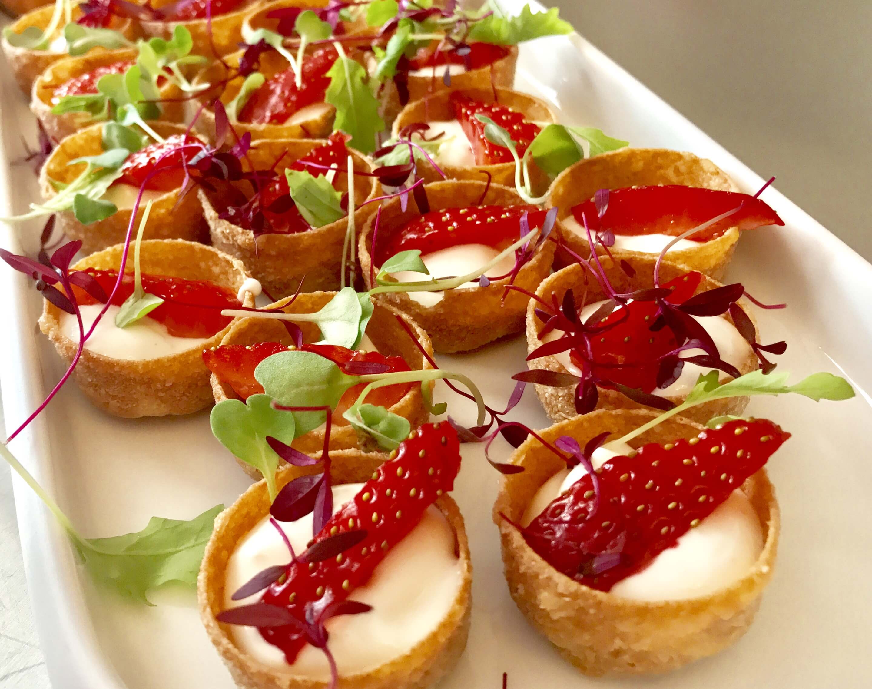 Goat cheese mousse and strawberry canapé