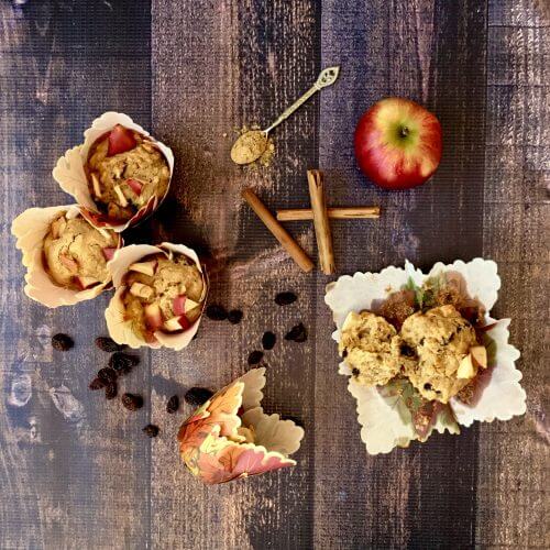Apple, spelt and raisin muffins