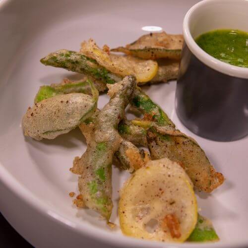 Spring vegetable and sumac tempura