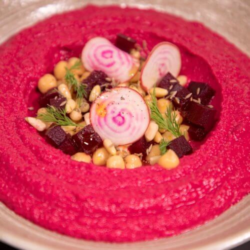 Smoked beetroot and cumin hummus